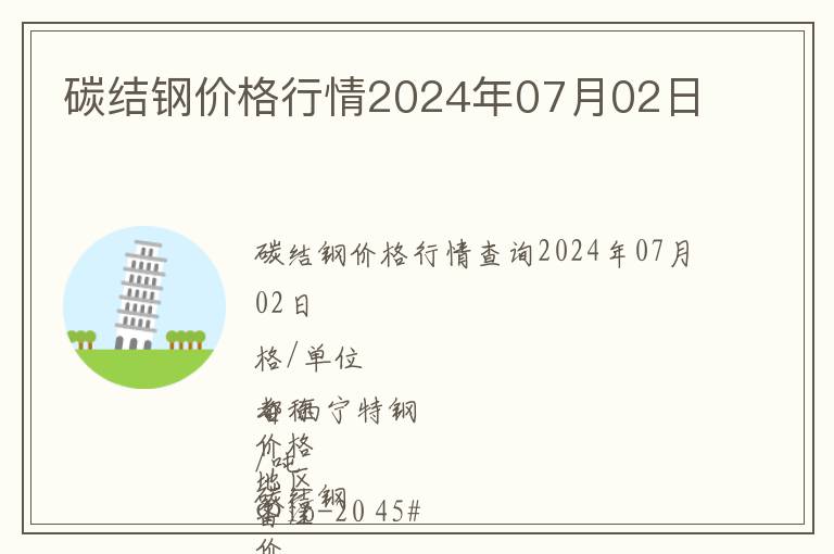 碳結(jié)鋼價(jià)格行情2024年07月02日
