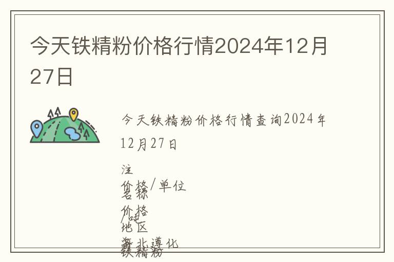 今天鐵精粉價(jià)格行情2024年12月27日