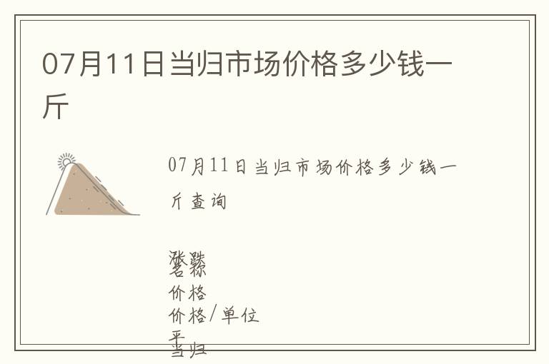 07月11日當歸市場價格多少錢一斤