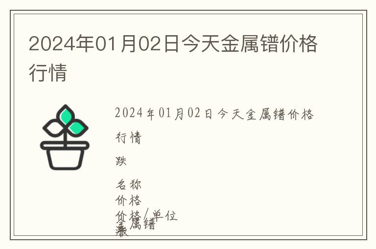 2024年01月02日今天金屬鐠價(jià)格行情