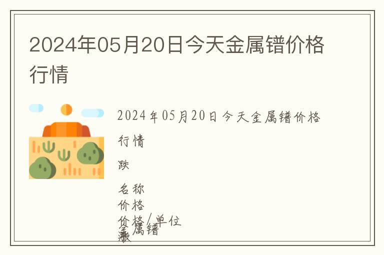 2024年05月20日今天金屬鐠價(jià)格行情