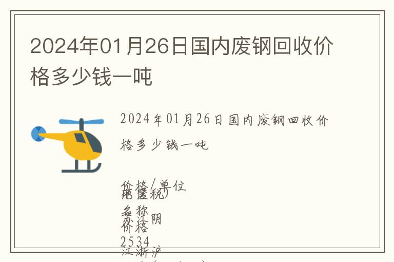 2024年01月26日國內(nèi)廢鋼回收價(jià)格多少錢一噸