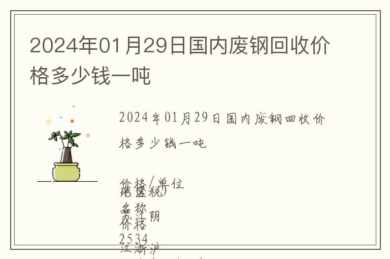 2024年01月29日國內廢鋼回收價格多少錢一噸