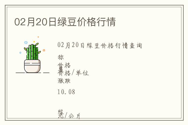 02月20日綠豆價格行情