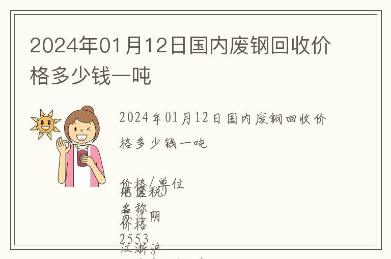 2024年01月12日國內廢鋼回收價格多少錢一噸