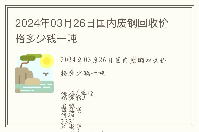 2024年03月26日國內(nèi)廢鋼回收價格多少錢一噸