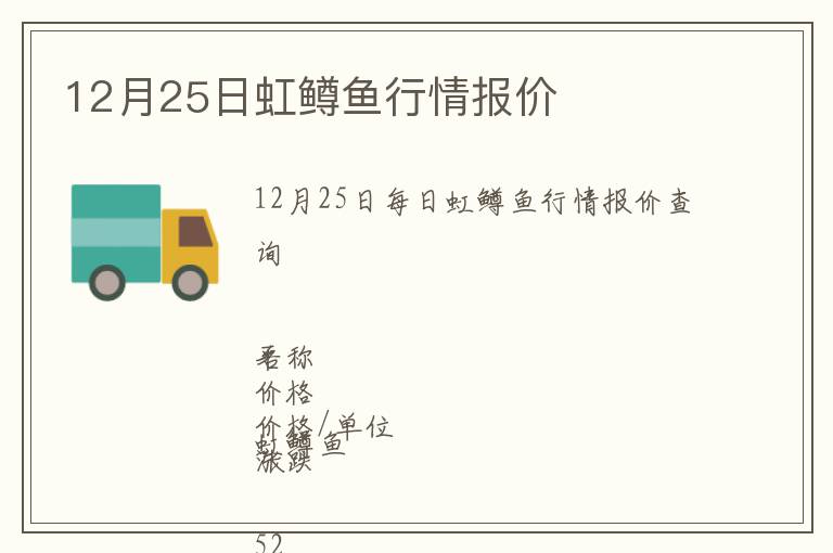 12月25日虹鱒魚行情報(bào)價(jià)