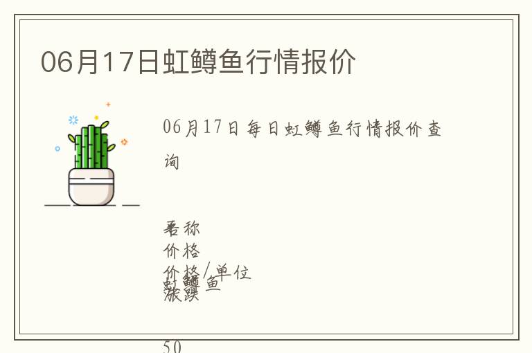 06月17日虹鱒魚(yú)行情報(bào)價(jià)