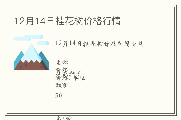 12月14日桂花樹價(jià)格行情