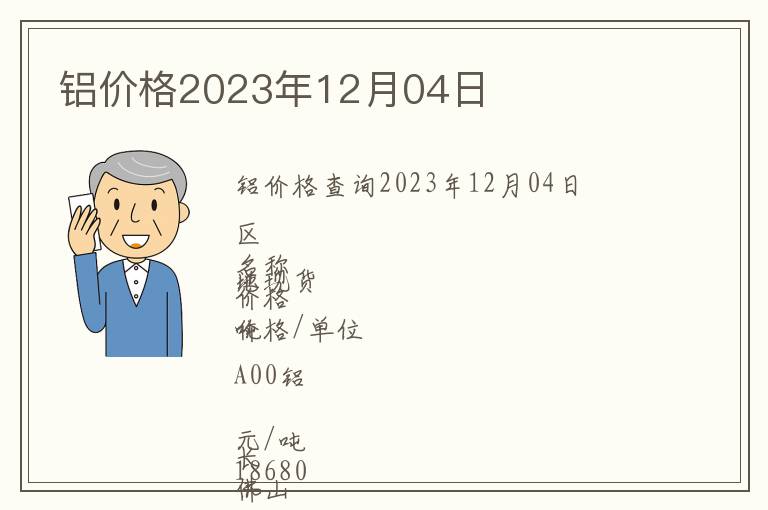 鋁價(jià)格2023年12月04日
