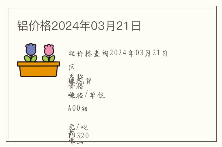 鋁價格2024年03月21日