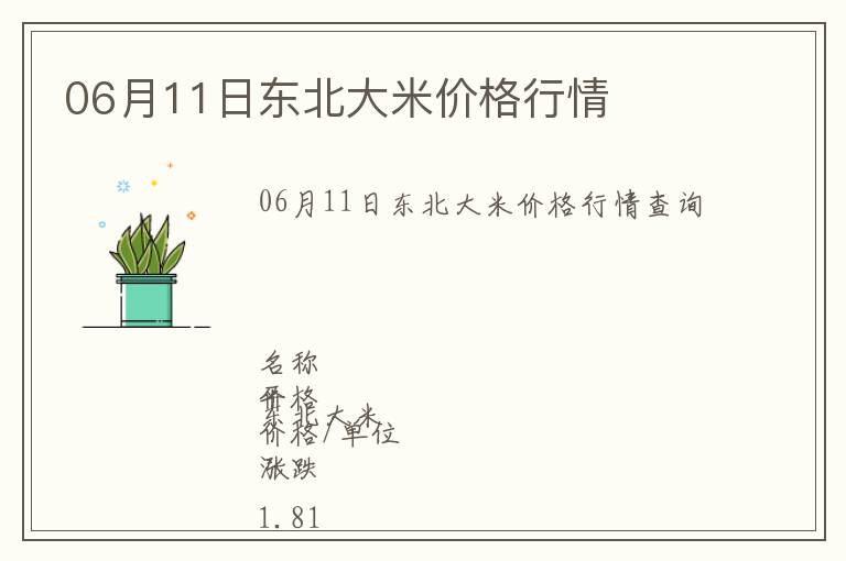 06月11日東北大米價(jià)格行情