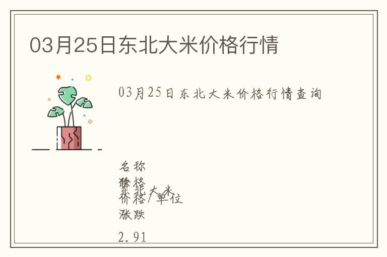 03月25日東北大米價(jià)格行情