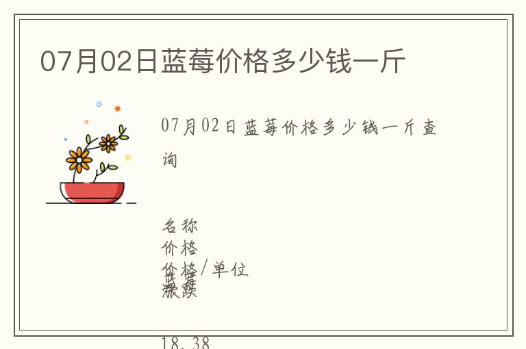 07月02日藍(lán)莓價格多少錢一斤