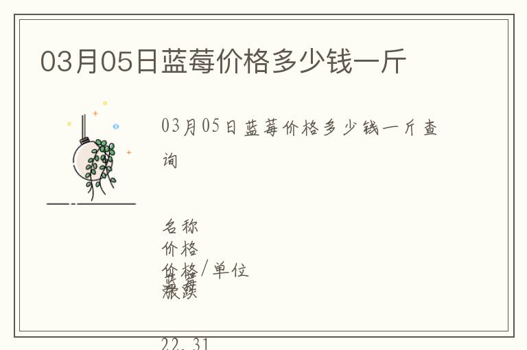 03月05日藍(lán)莓價(jià)格多少錢一斤