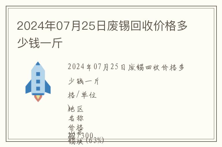 2024年07月25日廢錫回收價(jià)格多少錢(qián)一斤
