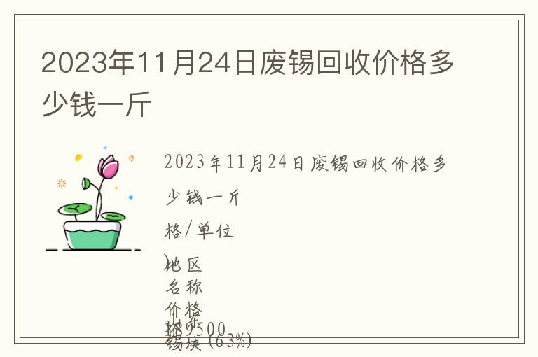 2023年11月24日廢錫回收價(jià)格多少錢(qián)一斤