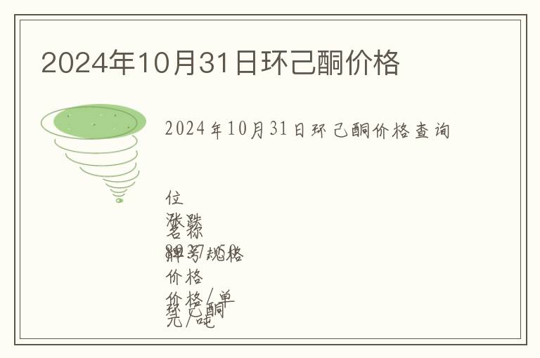 2024年10月31日環己酮價格