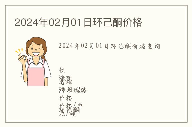2024年02月01日環(huán)己酮價(jià)格