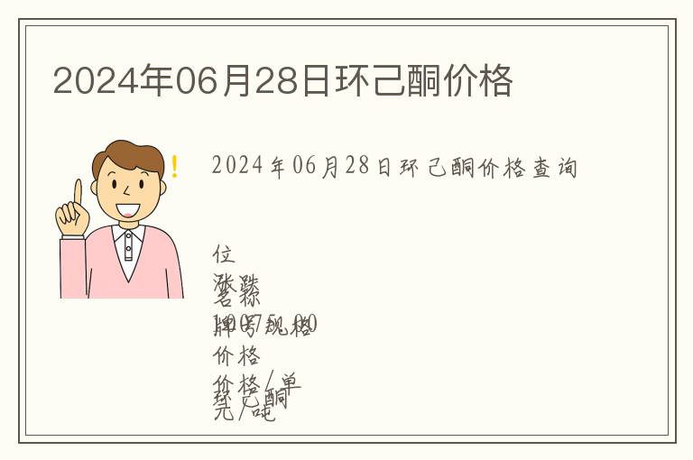 2024年06月28日環(huán)己酮價格