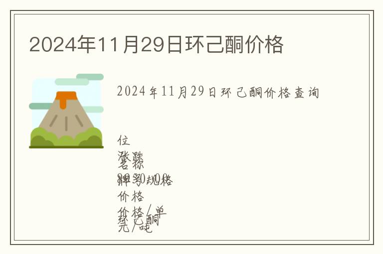 2024年11月29日環(huán)己酮價格
