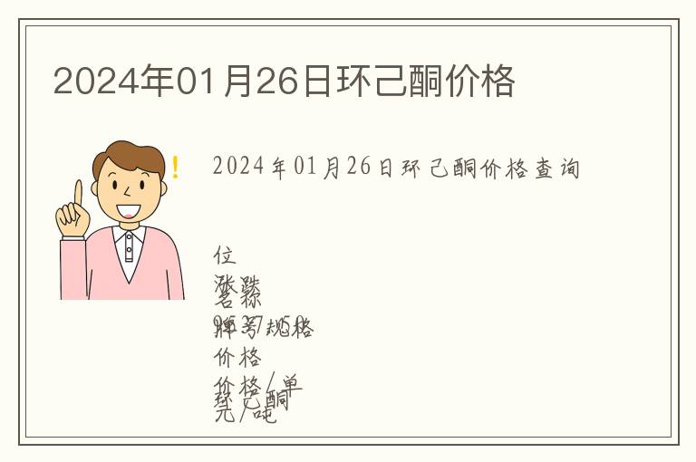 2024年01月26日環(huán)己酮價格