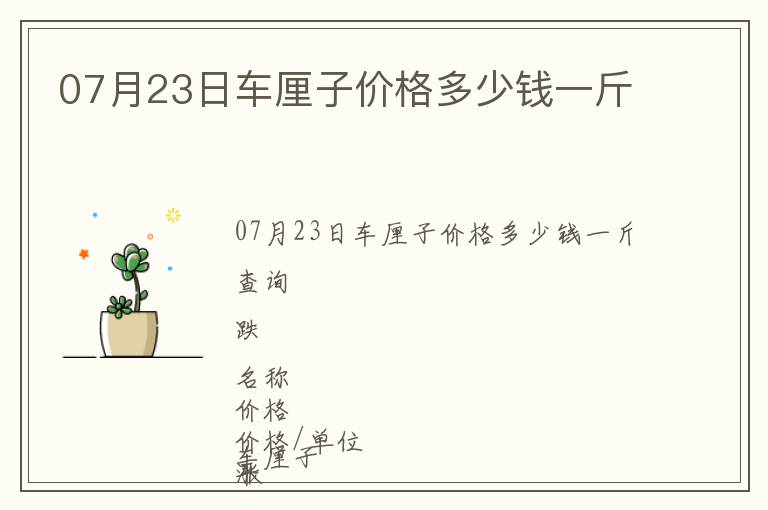 07月23日車?yán)遄觾r(jià)格多少錢一斤