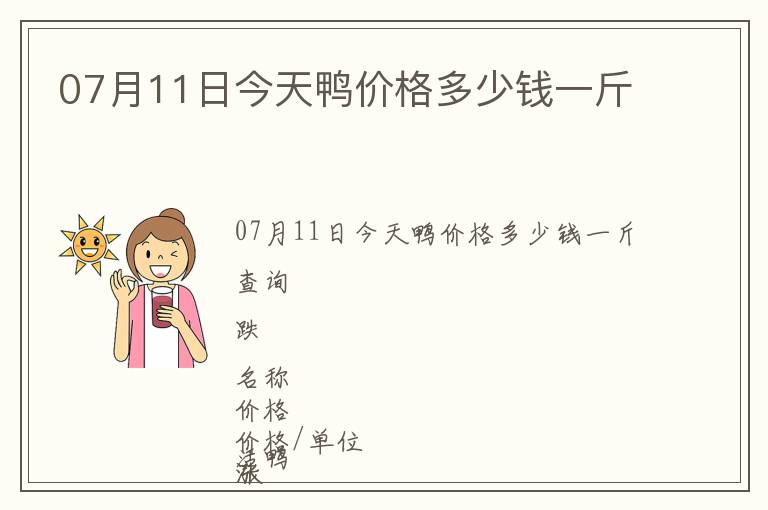 07月11日今天鴨價(jià)格多少錢一斤