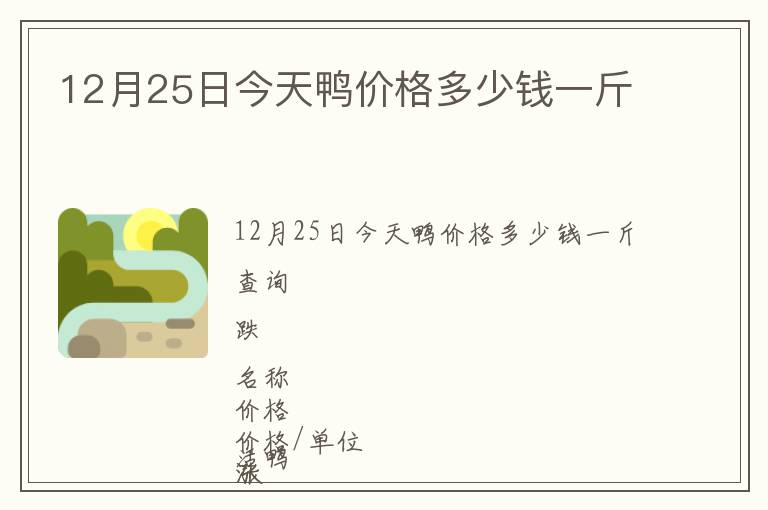 12月25日今天鴨價(jià)格多少錢一斤