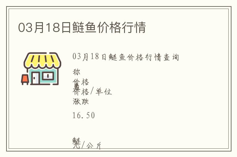 03月18日鰱魚價格行情