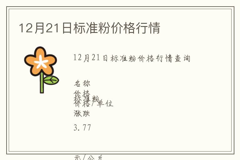12月21日標(biāo)準(zhǔn)粉價格行情