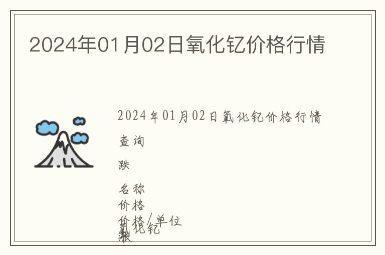 2024年01月02日氧化釔價(jià)格行情