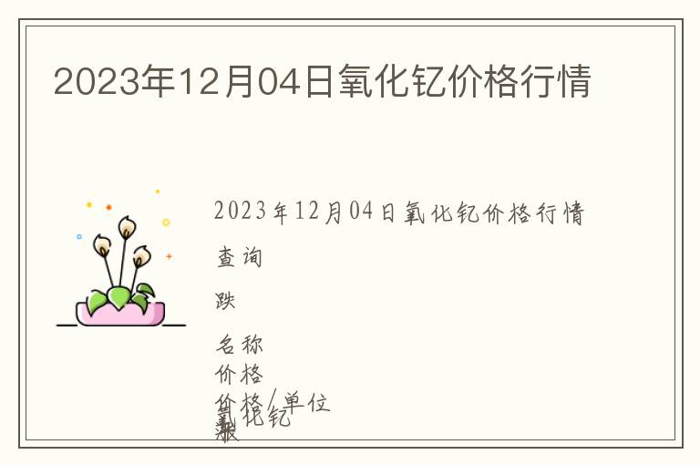 2023年12月04日氧化釔價(jià)格行情