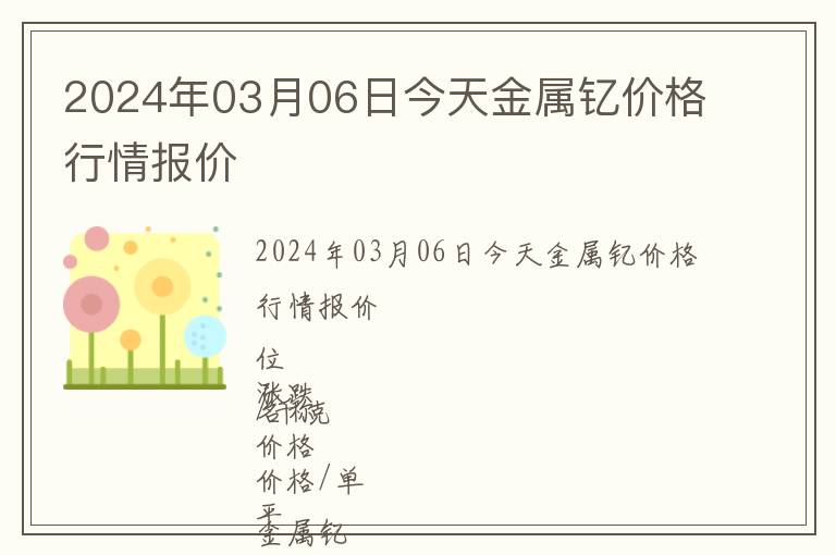 2024年03月06日今天金屬釔價格行情報價