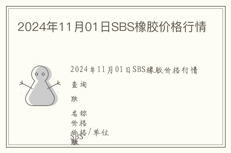 2024年11月01日SBS橡膠價(jià)格行情