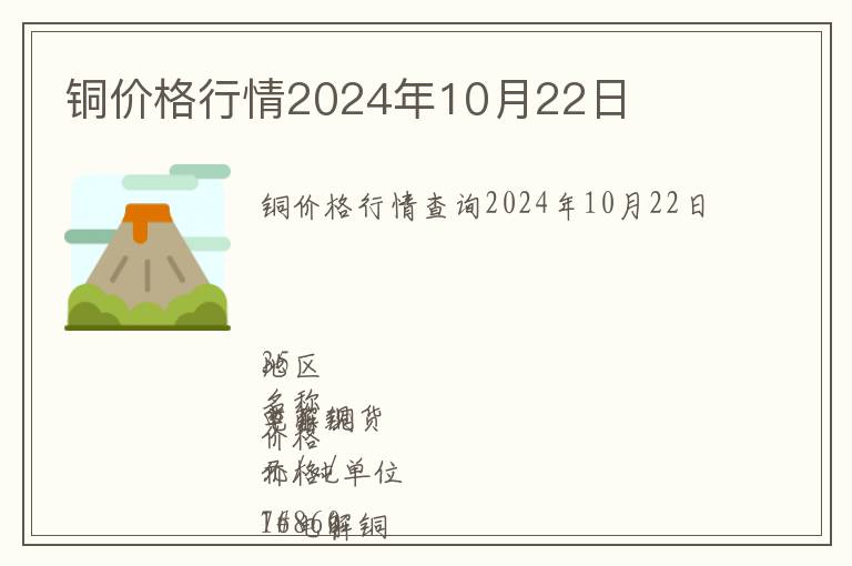 銅價(jià)格行情2024年10月22日