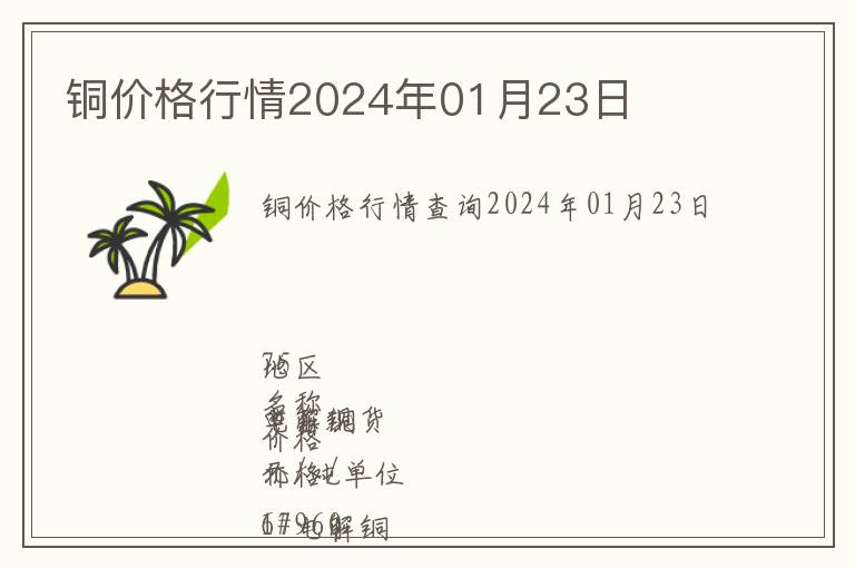 銅價格行情2024年01月23日