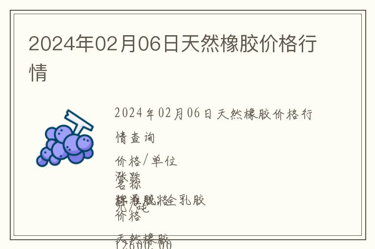 2024年02月06日天然橡膠價格行情