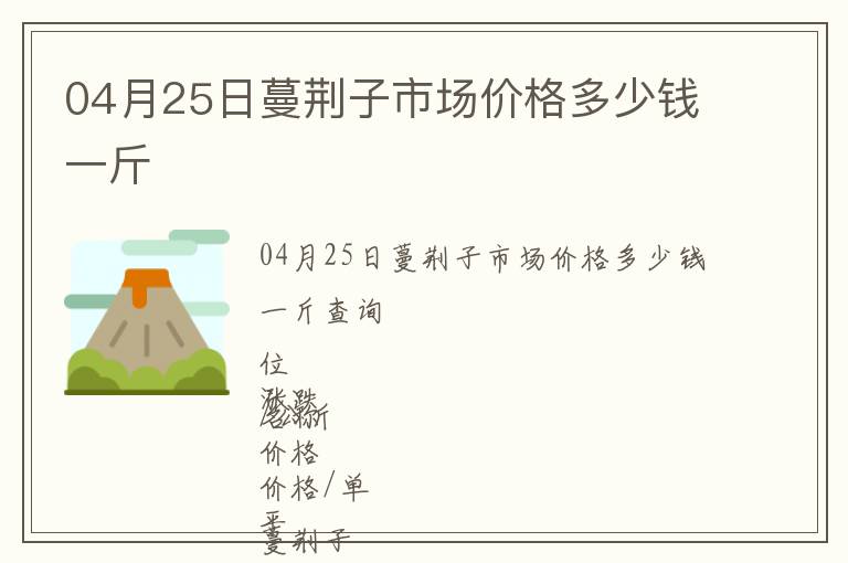 04月25日蔓荊子市場(chǎng)價(jià)格多少錢(qián)一斤