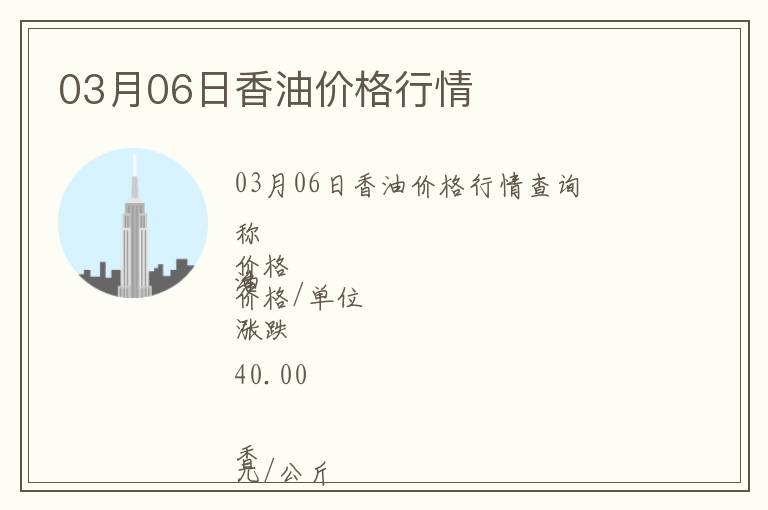 03月06日香油價(jià)格行情