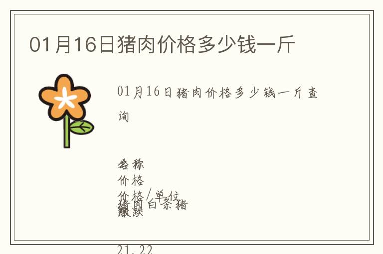 01月16日豬肉價格多少錢一斤