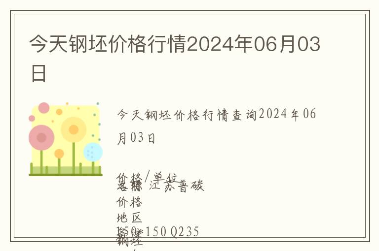 今天鋼坯價(jià)格行情2024年06月03日