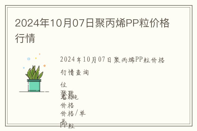 2024年10月07日聚丙烯PP粒價(jià)格行情