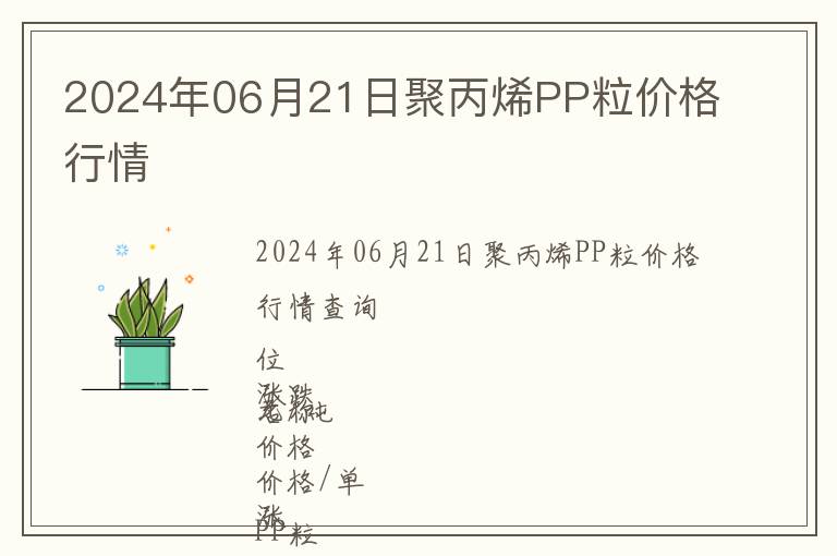 2024年06月21日聚丙烯PP粒價(jià)格行情