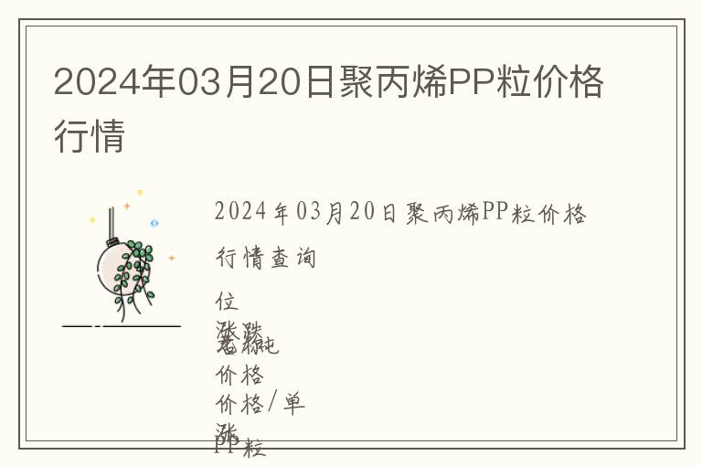 2024年03月20日聚丙烯PP粒價(jià)格行情