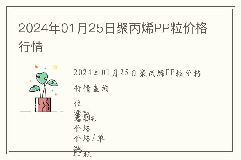 2024年01月25日聚丙烯PP粒價(jià)格行情