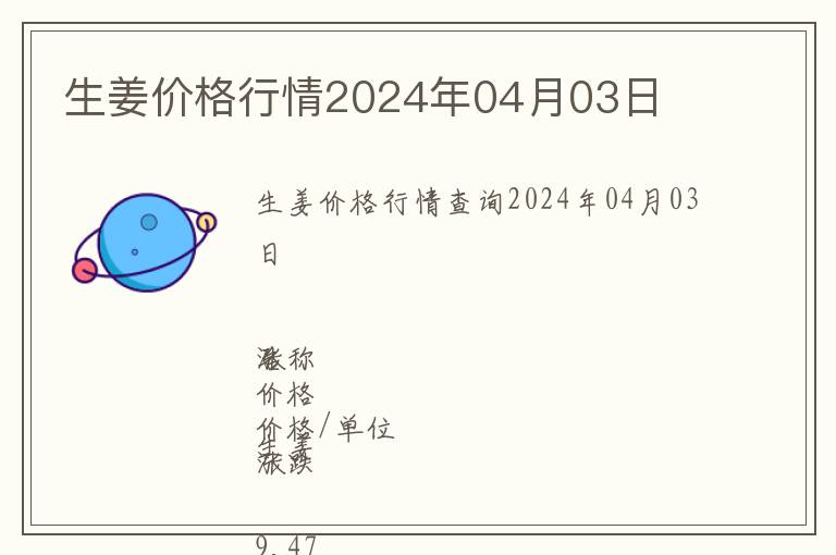生姜價(jià)格行情2024年04月03日