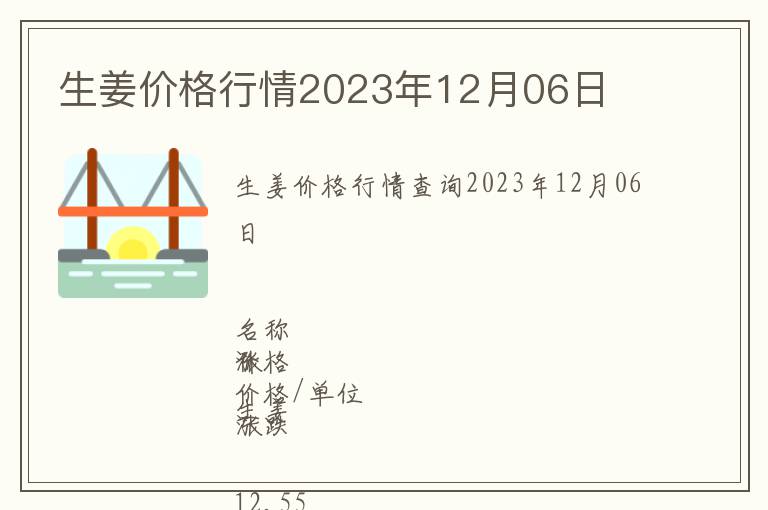 生姜價(jià)格行情2023年12月06日