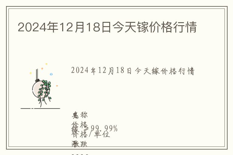 2024年12月18日今天鎵價(jià)格行情