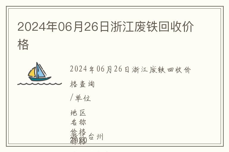 2024年06月26日浙江廢鐵回收價(jià)格